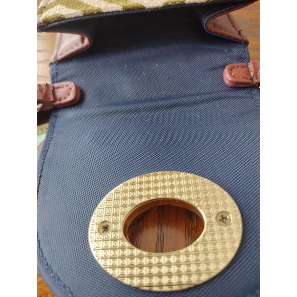 SPARTINA 449 Daufuskie Island Crossbody Phone Credit Cards Linen Cognac Leather - Picture 7 of 7